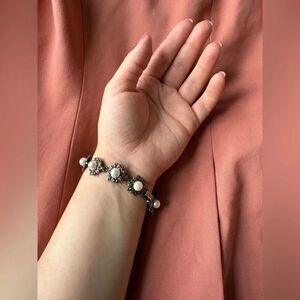 Vintage Rhinestone and Pearl Coquette Girl Preppy Cottagecore Bracelet